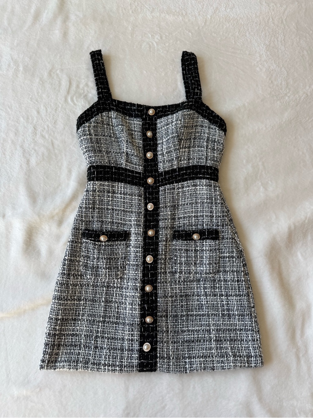 Black & White Tweed Mini Dress
